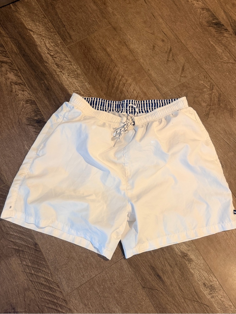 Men's White Drawstring Swim Shorts